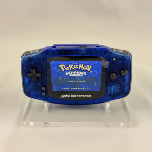 Custom Game Boy Advance with IPS backlit screen and Sapphire shell by Retro Recology